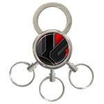 Gamer Tech Black Mesh Red Modern Shape Texture Geometric Pattern 3-Ring Key Chain