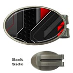 Gamer Tech Black Mesh Red Modern Shape Texture Geometric Pattern Money Clips (Oval) 