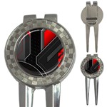 Gamer Tech Black Mesh Red Modern Shape Texture Geometric Pattern 3-in-1 Golf Divots