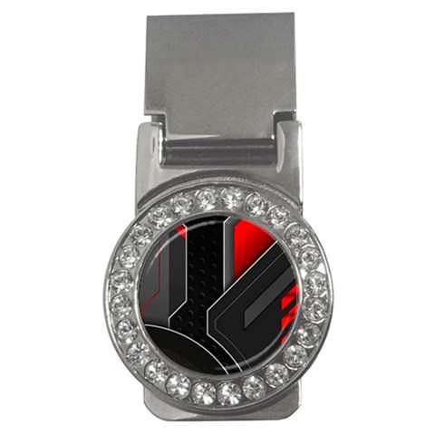 Gamer Tech Black Mesh Red Modern Shape Texture Geometric Pattern Money Clips (CZ)  from ArtsNow.com Front