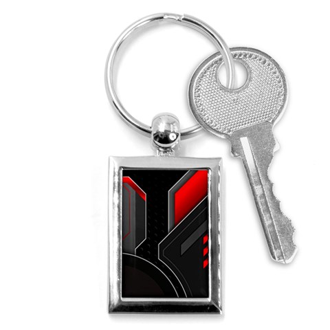 Gamer Tech Black Mesh Red Modern Shape Texture Geometric Pattern Key Chain (Rectangle) from ArtsNow.com Front