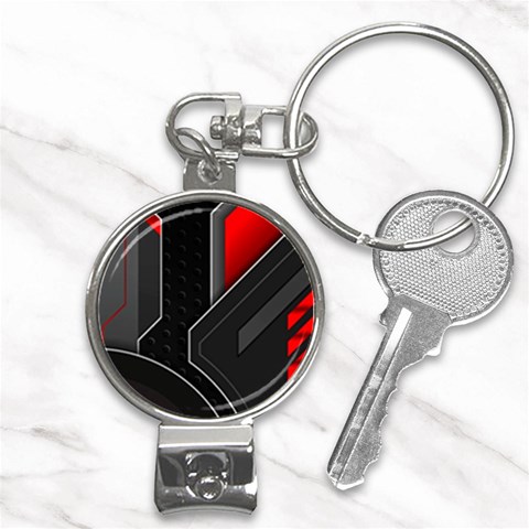 Gamer Tech Black Mesh Red Modern Shape Texture Geometric Pattern Nail Clippers Key Chain from ArtsNow.com Front
