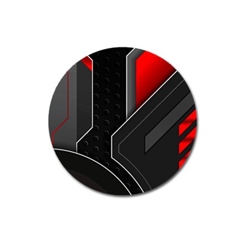 Gamer Tech Black Mesh Red Modern Shape Texture Geometric Pattern Magnet 3  (Round) from ArtsNow.com Front