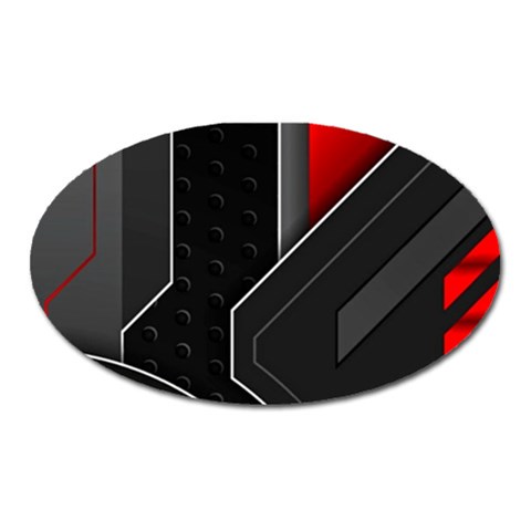 Gamer Tech Black Mesh Red Modern Shape Texture Geometric Pattern Oval Magnet from ArtsNow.com Front