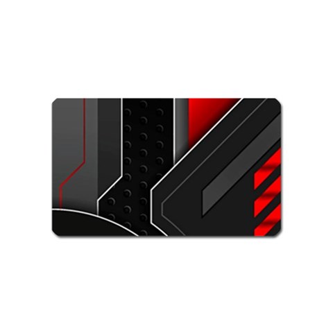 Gamer Tech Black Mesh Red Modern Shape Texture Geometric Pattern Magnet (Name Card) from ArtsNow.com Front