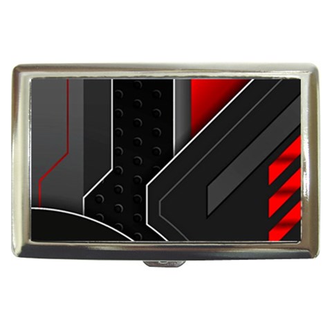Gamer Tech Black Mesh Red Modern Shape Texture Geometric Pattern Cigarette Money Case from ArtsNow.com Front