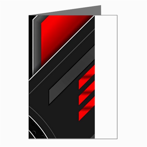 Gamer Tech Black Mesh Red Modern Shape Texture Geometric Pattern Greeting Cards (Pkg of 8) from ArtsNow.com Left