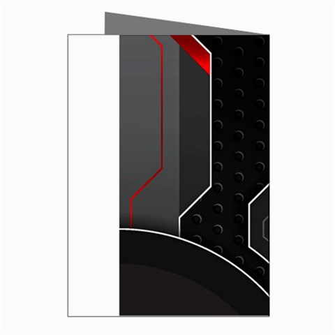 Gamer Tech Black Mesh Red Modern Shape Texture Geometric Pattern Greeting Cards (Pkg of 8) from ArtsNow.com Right
