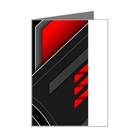 Gamer Tech Black Mesh Red Modern Shape Texture Geometric Pattern Mini Greeting Card from ArtsNow.com Left