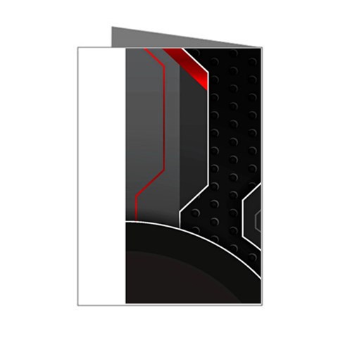 Gamer Tech Black Mesh Red Modern Shape Texture Geometric Pattern Mini Greeting Card from ArtsNow.com Right
