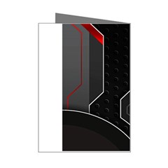 Gamer Tech Black Mesh Red Modern Shape Texture Geometric Pattern Mini Greeting Card from ArtsNow.com Right
