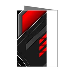 Gamer Tech Black Mesh Red Modern Shape Texture Geometric Pattern Mini Greeting Cards (Pkg of 8) from ArtsNow.com Left