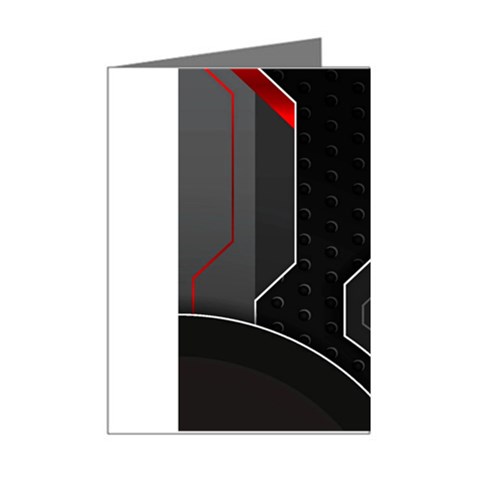 Gamer Tech Black Mesh Red Modern Shape Texture Geometric Pattern Mini Greeting Cards (Pkg of 8) from ArtsNow.com Right