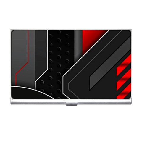 Gamer Tech Black Mesh Red Modern Shape Texture Geometric Pattern Business Card Holder from ArtsNow.com Front