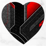 Gamer Tech Black Mesh Red Modern Shape Texture Geometric Pattern Jigsaw Puzzle (Heart)