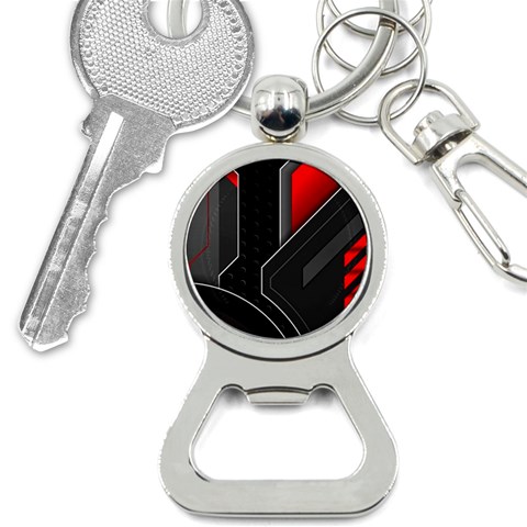 Gamer Tech Black Mesh Red Modern Shape Texture Geometric Pattern Bottle Opener Key Chain from ArtsNow.com Front