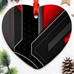 Gamer Tech Black Mesh Red Modern Shape Texture Geometric Pattern Heart Ornament (Two Sides)