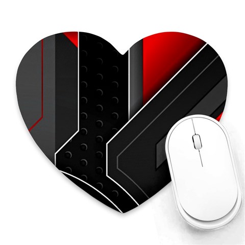 Gamer Tech Black Mesh Red Modern Shape Texture Geometric Pattern Heart Mousepad from ArtsNow.com Front