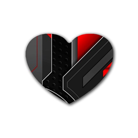 Gamer Tech Black Mesh Red Modern Shape Texture Geometric Pattern Rubber Heart Coaster (4 pack) from ArtsNow.com Front