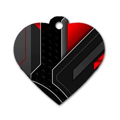 Gamer Tech Black Mesh Red Modern Shape Texture Geometric Pattern Dog Tag Heart (Two Sides) from ArtsNow.com Back