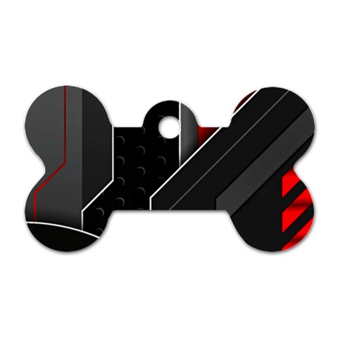 Gamer Tech Black Mesh Red Modern Shape Texture Geometric Pattern Dog Tag Bone (One Side) from ArtsNow.com Front