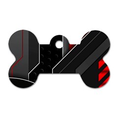 Gamer Tech Black Mesh Red Modern Shape Texture Geometric Pattern Dog Tag Bone (Two Sides) from ArtsNow.com Back