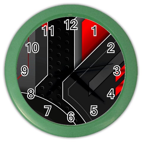 Gamer Tech Black Mesh Red Modern Shape Texture Geometric Pattern Color Wall Clock from ArtsNow.com Front