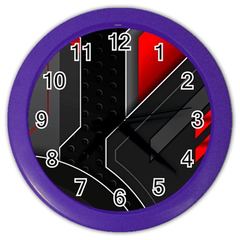 Gamer Tech Black Mesh Red Modern Shape Texture Geometric Pattern Color Wall Clock from ArtsNow.com Front
