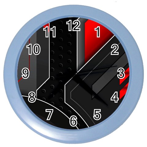 Gamer Tech Black Mesh Red Modern Shape Texture Geometric Pattern Color Wall Clock from ArtsNow.com Front