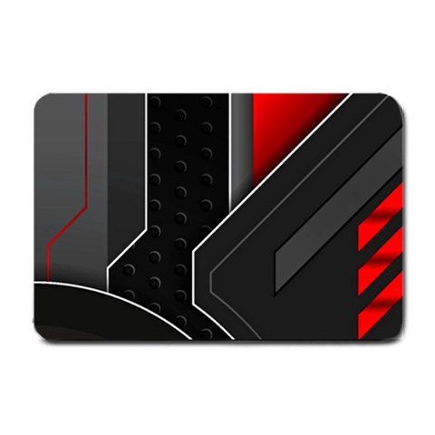 Gamer Tech Black Mesh Red Modern Shape Texture Geometric Pattern Small Doormat from ArtsNow.com 24 x16  Door Mat
