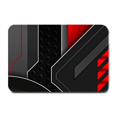 Gamer Tech Black Mesh Red Modern Shape Texture Geometric Pattern Plate Mats from ArtsNow.com 18 x12  Plate Mat