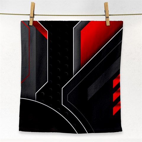 Gamer Tech Black Mesh Red Modern Shape Texture Geometric Pattern Face Towel from ArtsNow.com Front