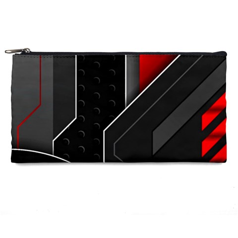 Gamer Tech Black Mesh Red Modern Shape Texture Geometric Pattern Pencil Case from ArtsNow.com Front