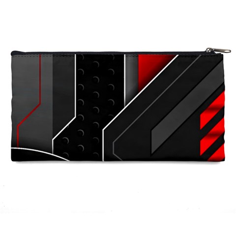 Gamer Tech Black Mesh Red Modern Shape Texture Geometric Pattern Pencil Case from ArtsNow.com Back