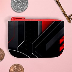 Gamer Tech Black Mesh Red Modern Shape Texture Geometric Pattern Mini Coin Purse from ArtsNow.com Front