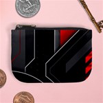 Gamer Tech Black Mesh Red Modern Shape Texture Geometric Pattern Mini Coin Purse