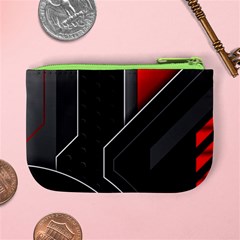 Gamer Tech Black Mesh Red Modern Shape Texture Geometric Pattern Mini Coin Purse from ArtsNow.com Back