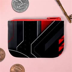 Gamer Tech Black Mesh Red Modern Shape Texture Geometric Pattern Mini Coin Purse from ArtsNow.com Back
