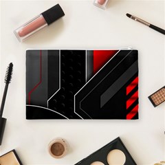 Gamer Tech Black Mesh Red Modern Shape Texture Geometric Pattern Cosmetic Bag (Medium) from ArtsNow.com Back