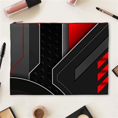Gamer Tech Black Mesh Red Modern Shape Texture Geometric Pattern Cosmetic Bag (XL) from ArtsNow.com Front