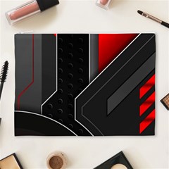 Gamer Tech Black Mesh Red Modern Shape Texture Geometric Pattern Cosmetic Bag (XL) from ArtsNow.com Front