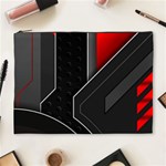 Gamer Tech Black Mesh Red Modern Shape Texture Geometric Pattern Cosmetic Bag (XL)