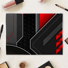 Gamer Tech Black Mesh Red Modern Shape Texture Geometric Pattern Cosmetic Bag (XL) from ArtsNow.com Back