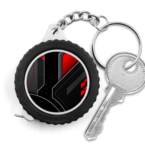 Gamer Tech Black Mesh Red Modern Shape Texture Geometric Pattern Measuring Tape from ArtsNow.com Front