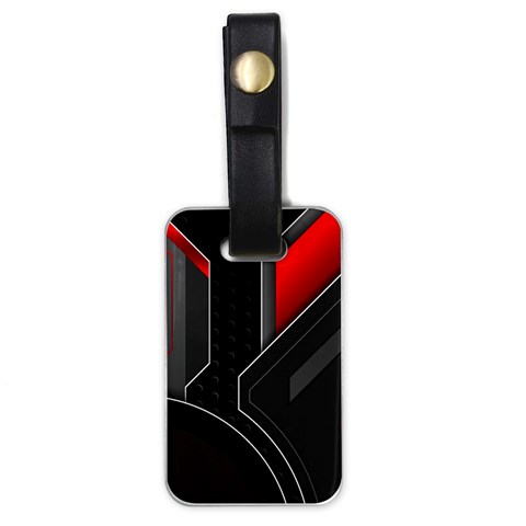 Gamer Tech Black Mesh Red Modern Shape Texture Geometric Pattern Luggage Tag (one side) from ArtsNow.com Front