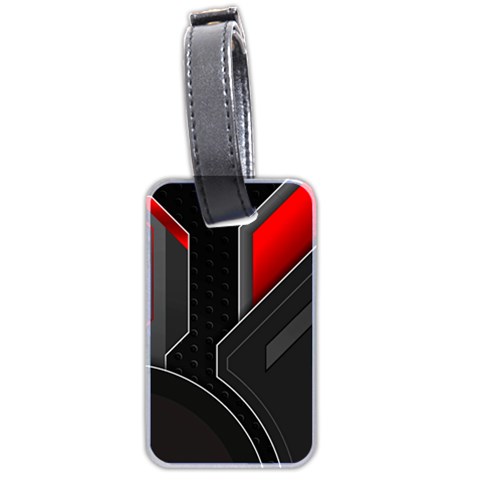 Gamer Tech Black Mesh Red Modern Shape Texture Geometric Pattern Luggage Tag (two sides) from ArtsNow.com Front