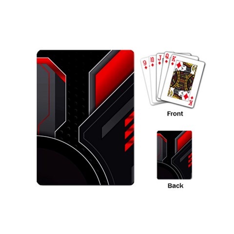 Gamer Tech Black Mesh Red Modern Shape Texture Geometric Pattern Playing Cards Single Design (Mini) from ArtsNow.com Back