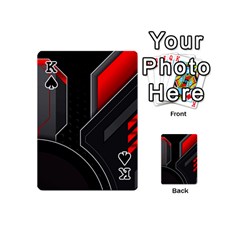 King Gamer Tech Black Mesh Red Modern Shape Texture Geometric Pattern Playing Cards 54 Designs (Mini) from ArtsNow.com Front - SpadeK
