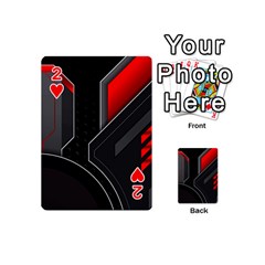 Gamer Tech Black Mesh Red Modern Shape Texture Geometric Pattern Playing Cards 54 Designs (Mini) from ArtsNow.com Front - Heart2