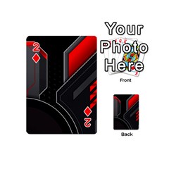 Gamer Tech Black Mesh Red Modern Shape Texture Geometric Pattern Playing Cards 54 Designs (Mini) from ArtsNow.com Front - Diamond2